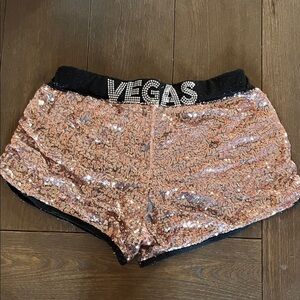Vegas Sequin Women's Shorts - Black and Pink